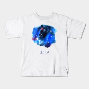 Libra Zodiac Sign - Watercolor Star Constellation Kids T-Shirt